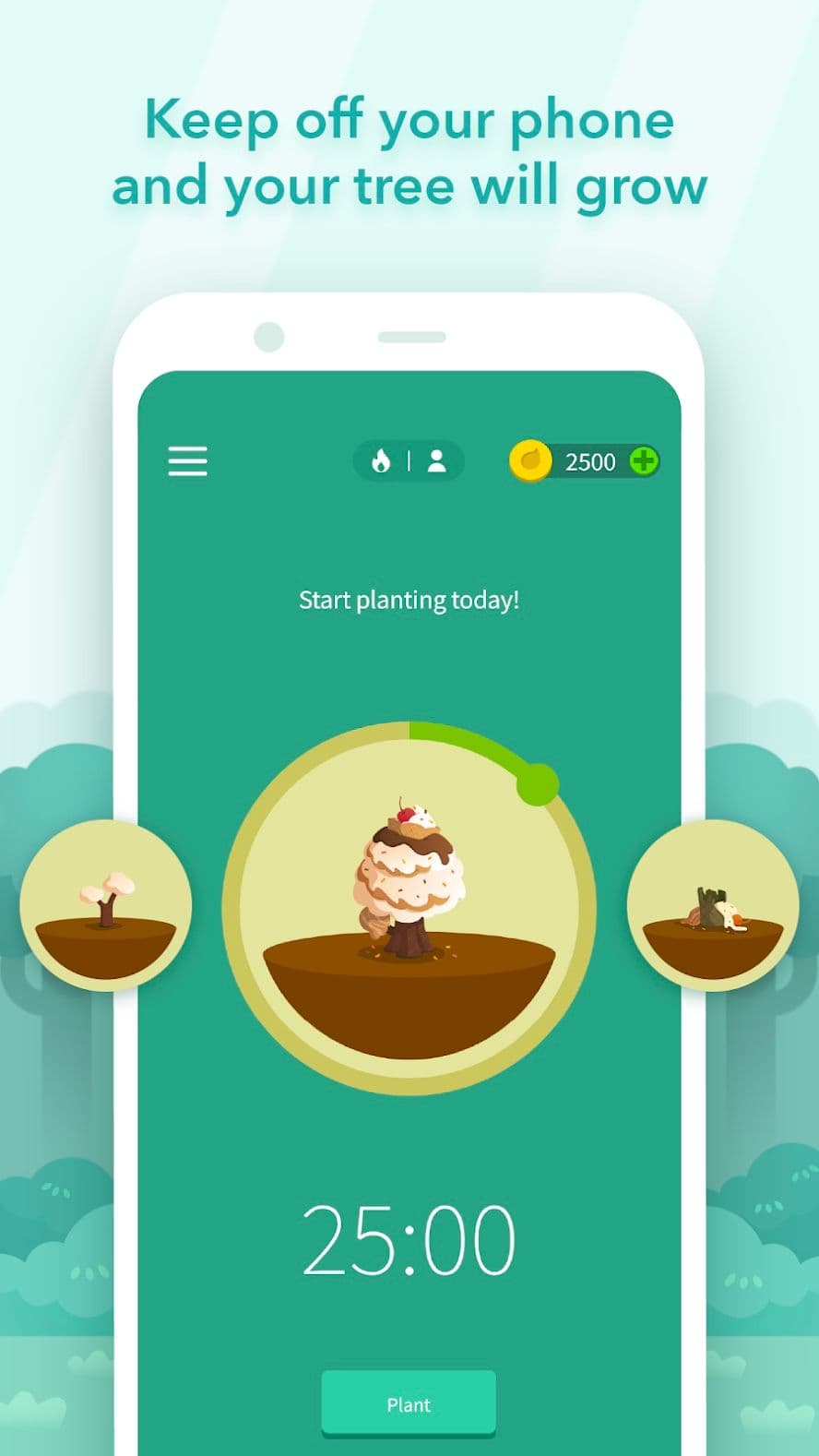 Εφαρμογή Forest που δείχνει ένα χρονόμετρο