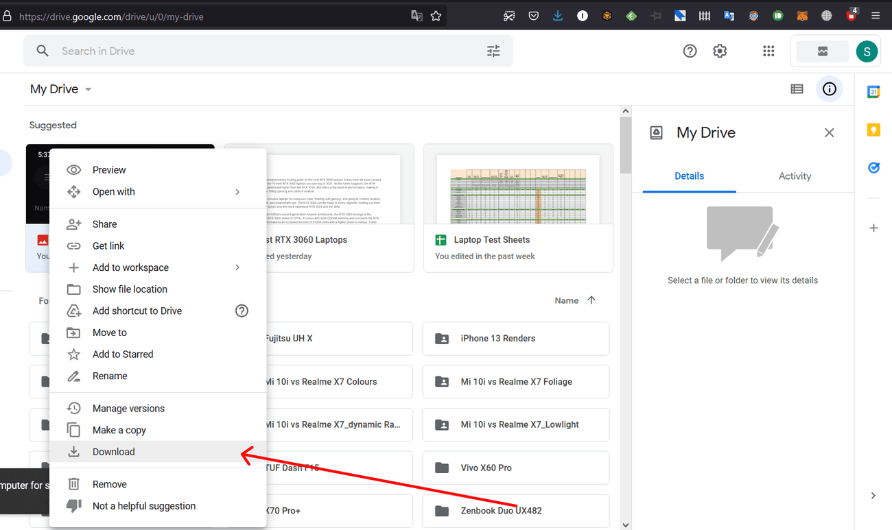 Download files from Google Drive web