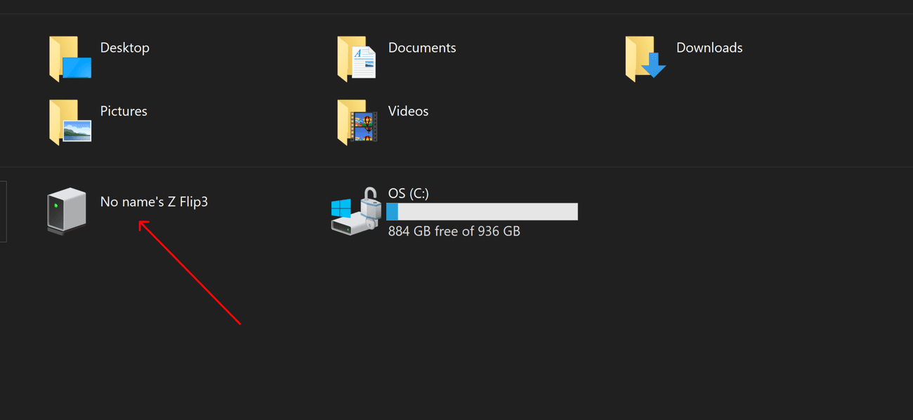 Screenshot of your Android phone's folder in File Explorer