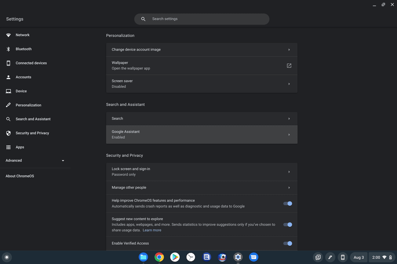 Επιλέγοντας την ενότητα του Βοηθού Google εδώ θα μεταφερθείτε στην κύρια σελίδα ρυθμίσεών του
