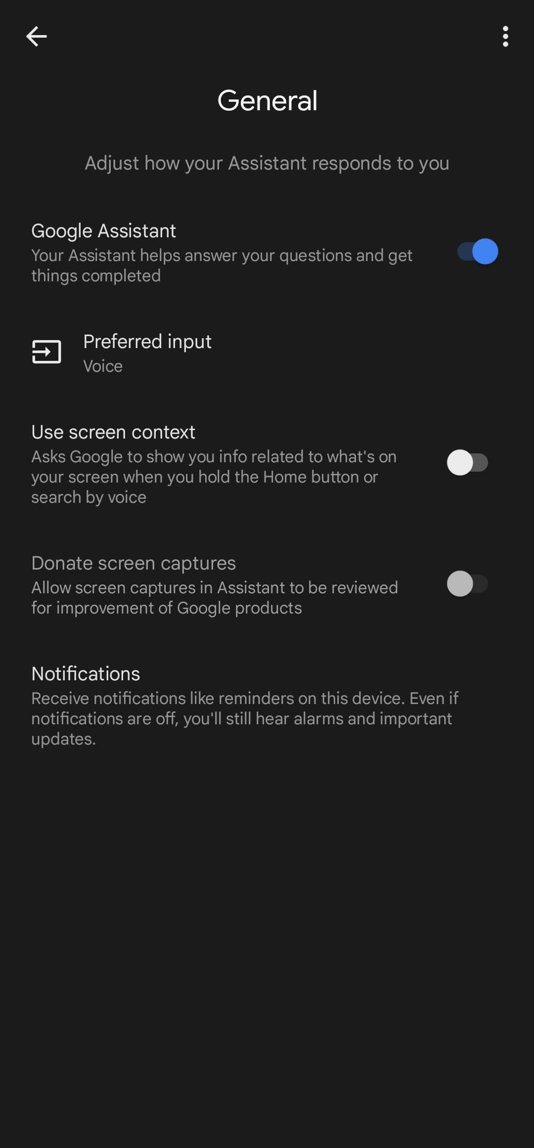 Ο κύριος διακόπτης εναλλαγής για να απενεργοποιήσετε ή να ενεργοποιήσετε ξανά τη λειτουργία του Βοηθού Google.