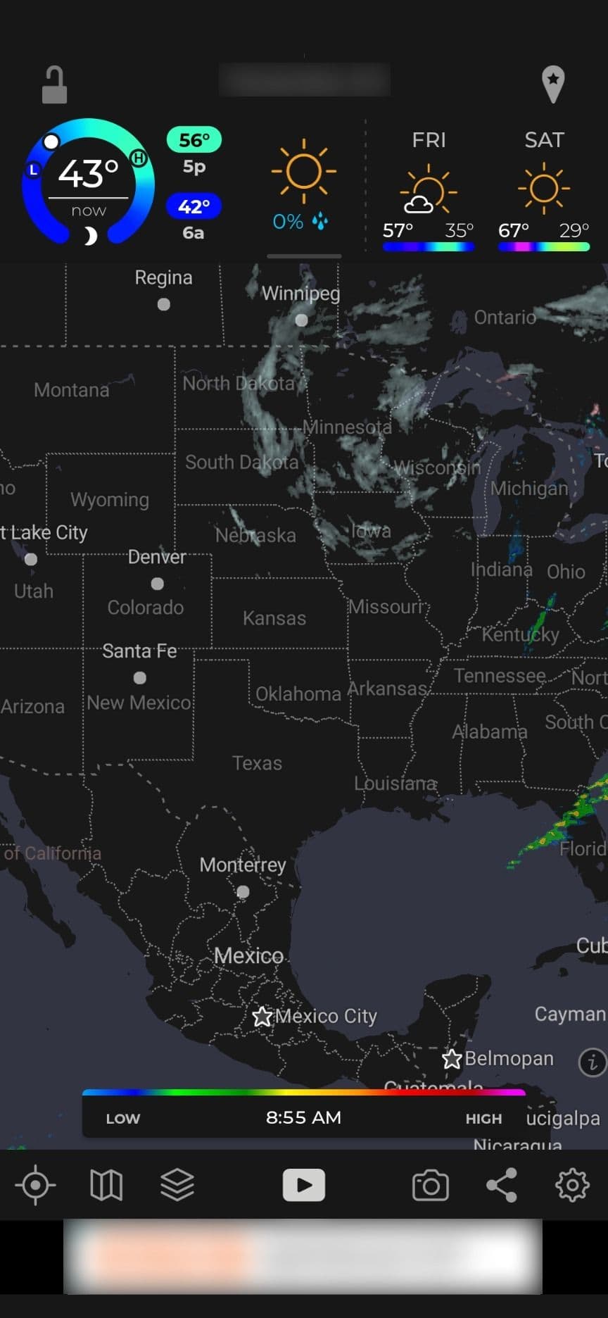 Αρχική οθόνη MyRadar