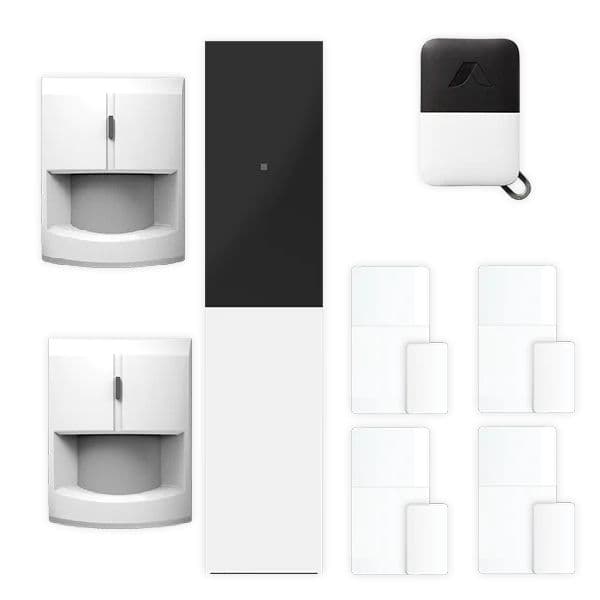 Abode 8 Piece Wireless Security System including hub, keyfob, motion sensors, door and window sensors