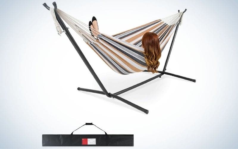 Desert stripes αιώρα παραλίας με ατσάλινη βάση και μεταφορά κακού