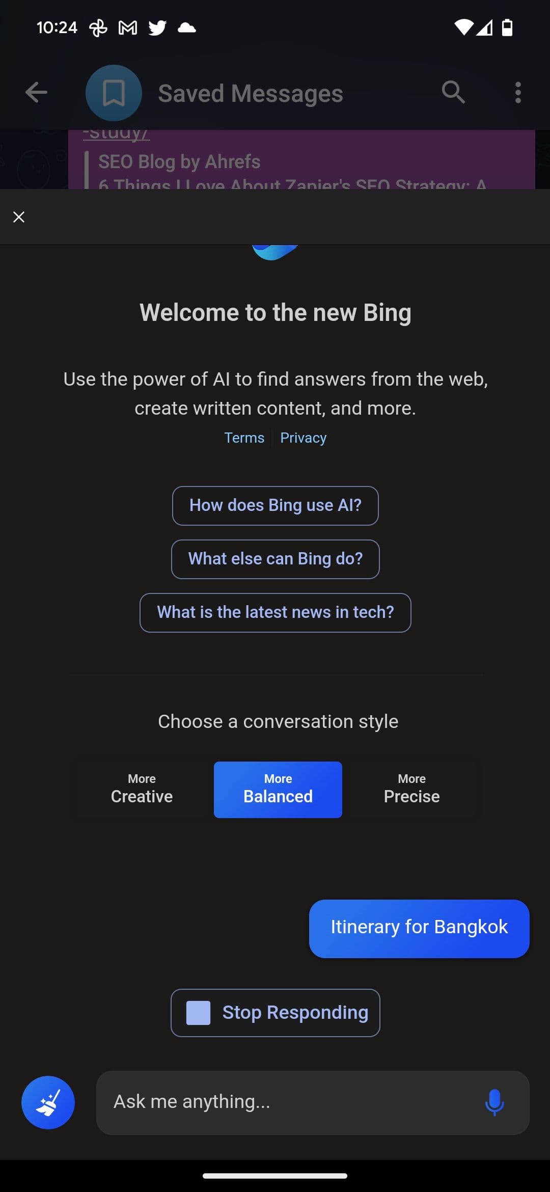 Bing AI Chatbot στο Microsoft SwiftKey