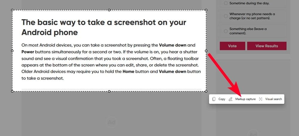 Καταγραφή μιας περιοχής στο Microsoft Edge