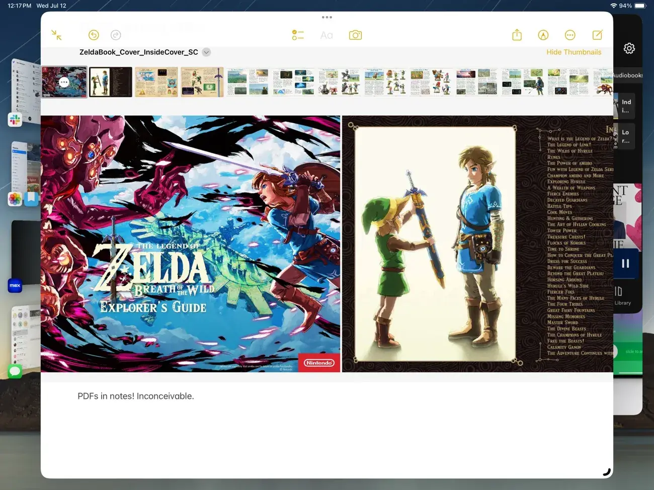 Εφαρμογή iPadOS 17 Notes με αρχεία PDF