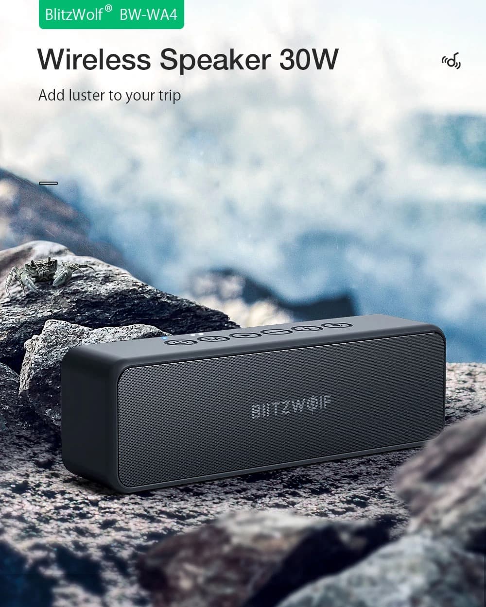 [#Ιστορικό_Χαμηλό] BlitzWolf BW-WA4 : Αδιάβροχο Bluetooth 5 ηχείο στα 30W με αυτονομία 6 ώρες, στα 30.1€.