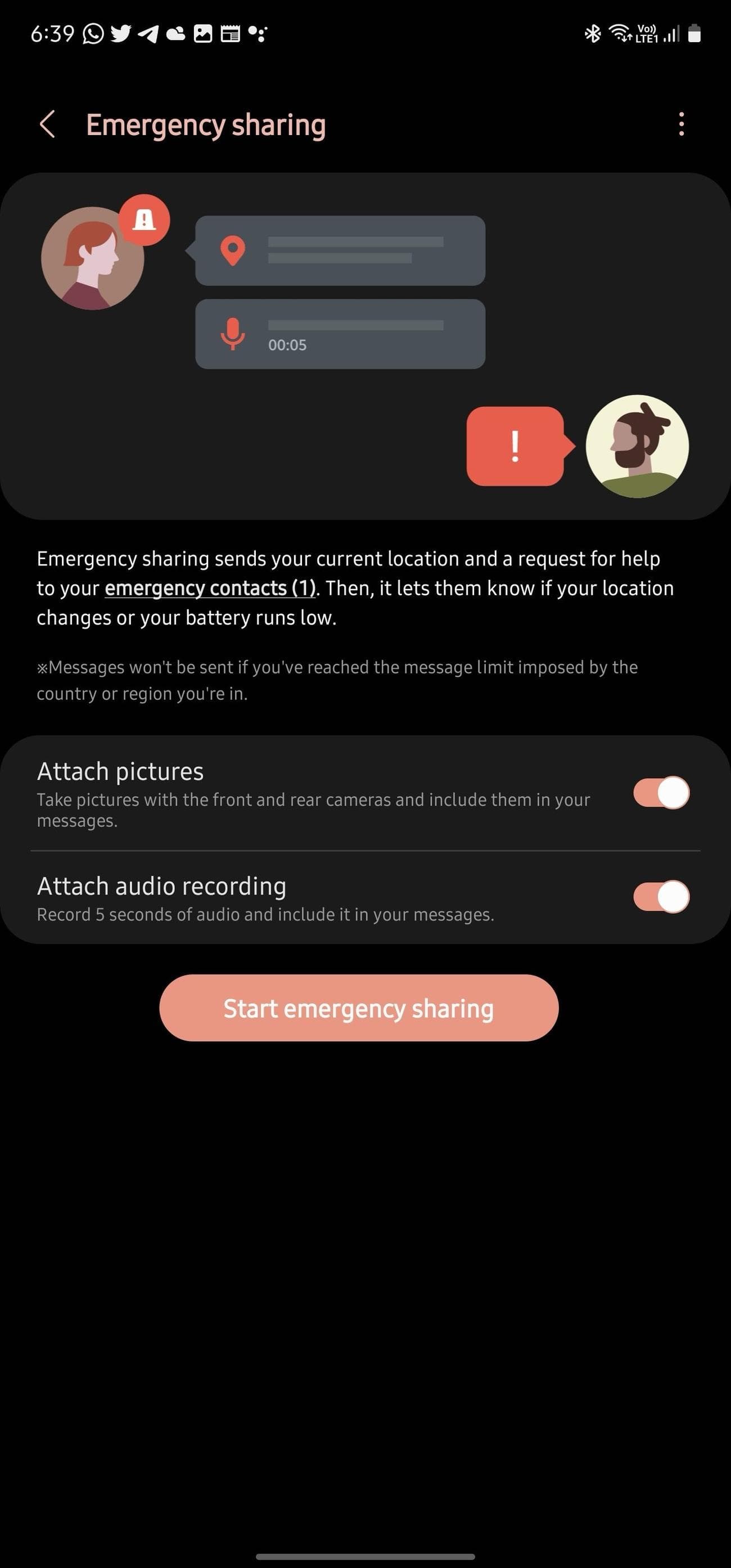 έκτακτης ανάγκης SOS Samsung
