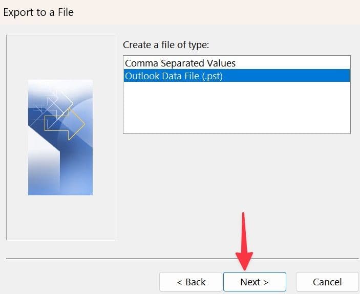επιλέξτε το αρχείο δεδομένων του Outlook