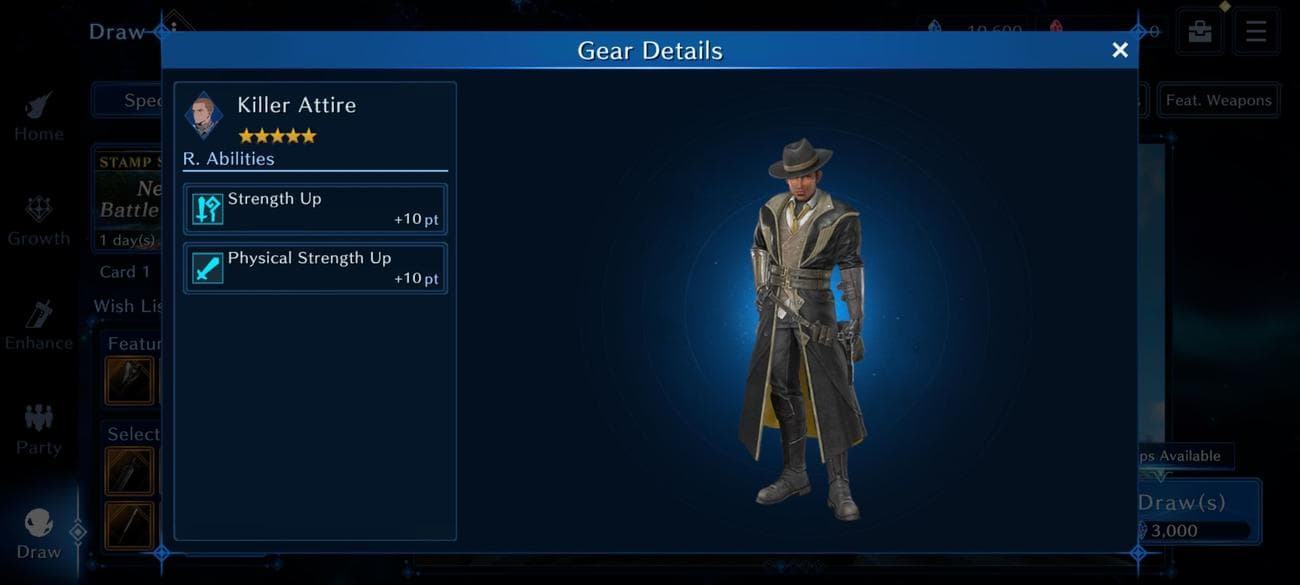 Προεπισκόπηση του παθητικού ενός εξοπλισμού μάχης στο Final Fantasy VII: Ever Crisis