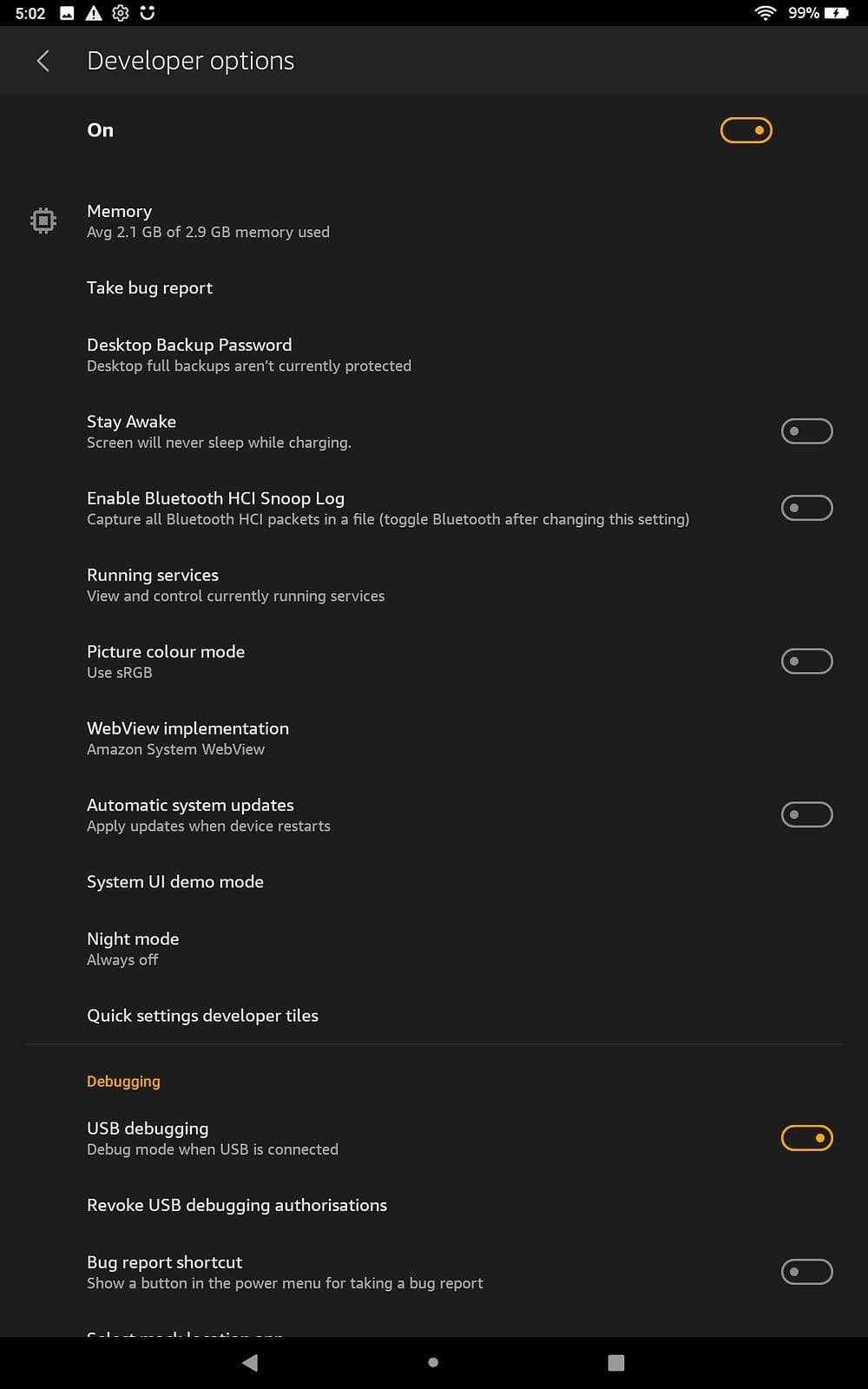 Ενεργοποίηση ADB σε Fire Tab HD 10 στις ρυθμίσεις προγραμματιστή