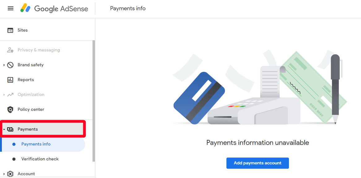 Google AdSense dashboard