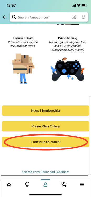 ένα στιγμιότυπο οθόνης της εφαρμογής amazon