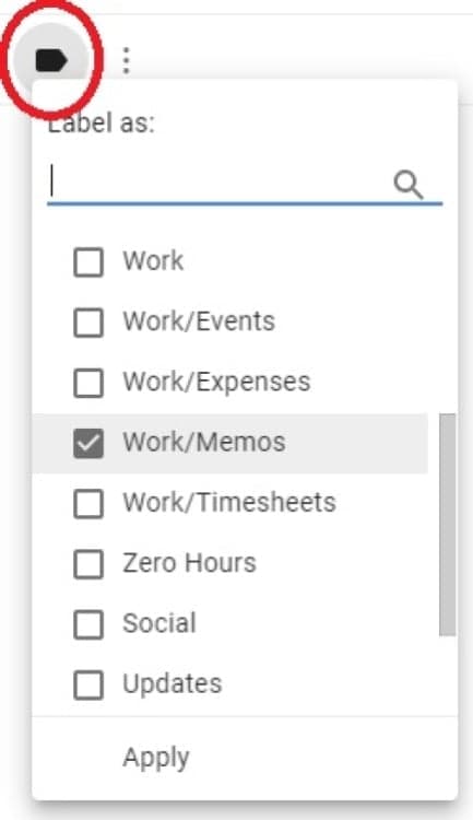 Ένα στιγμιότυπο οθόνης του Gmail με το 
