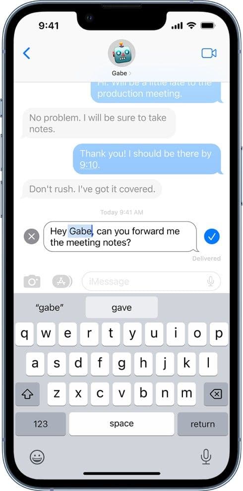 Επεξεργασία μηνύματος στο iMessage.