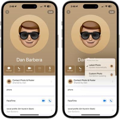 Εφαρμογή επαφών ios 17
