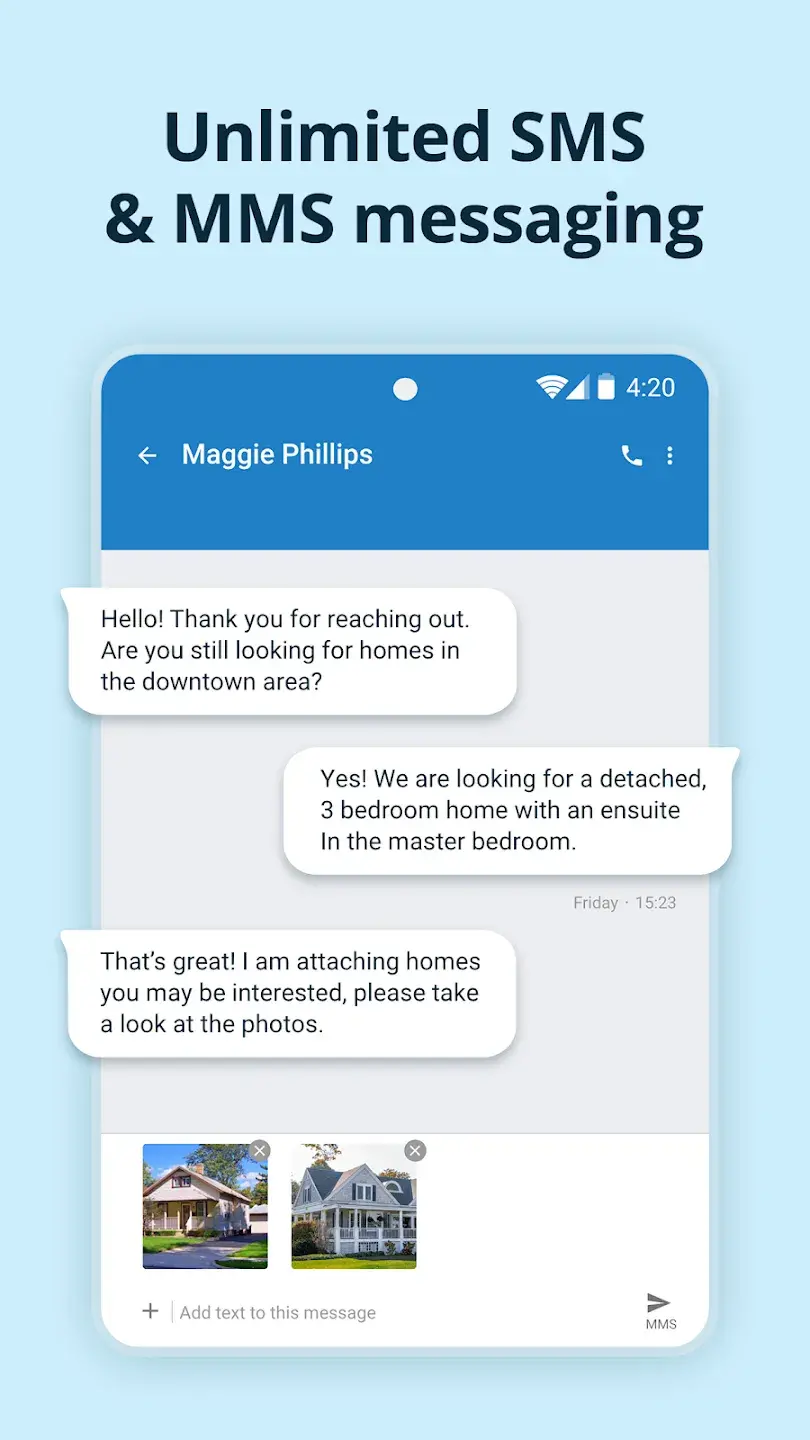 Μηνύματα κειμένου στην εφαρμογή Line2 για κινητά