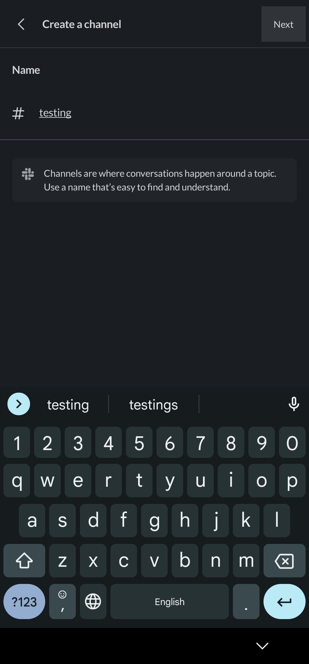 Ονομασία του νέου σας καναλιού Slack