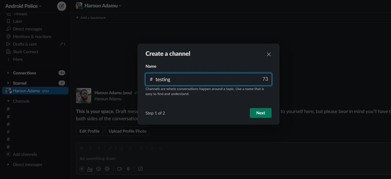 Ονομασία του νέου σας καναλιού Slack