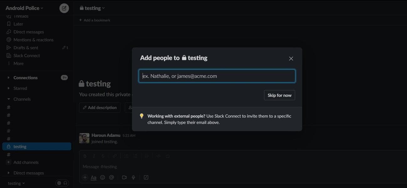 Προσθήκη ατόμων στο νέο σας κανάλι Slack
