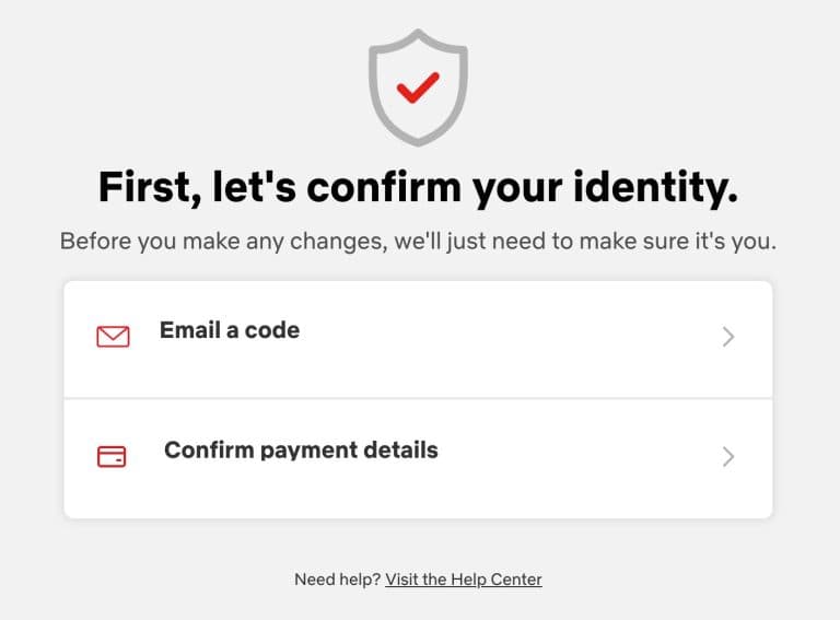 Το Netflix θα επαληθεύσει το email σας προτού σας επιτρέψει να αλλάξετε τη διεύθυνση email.
