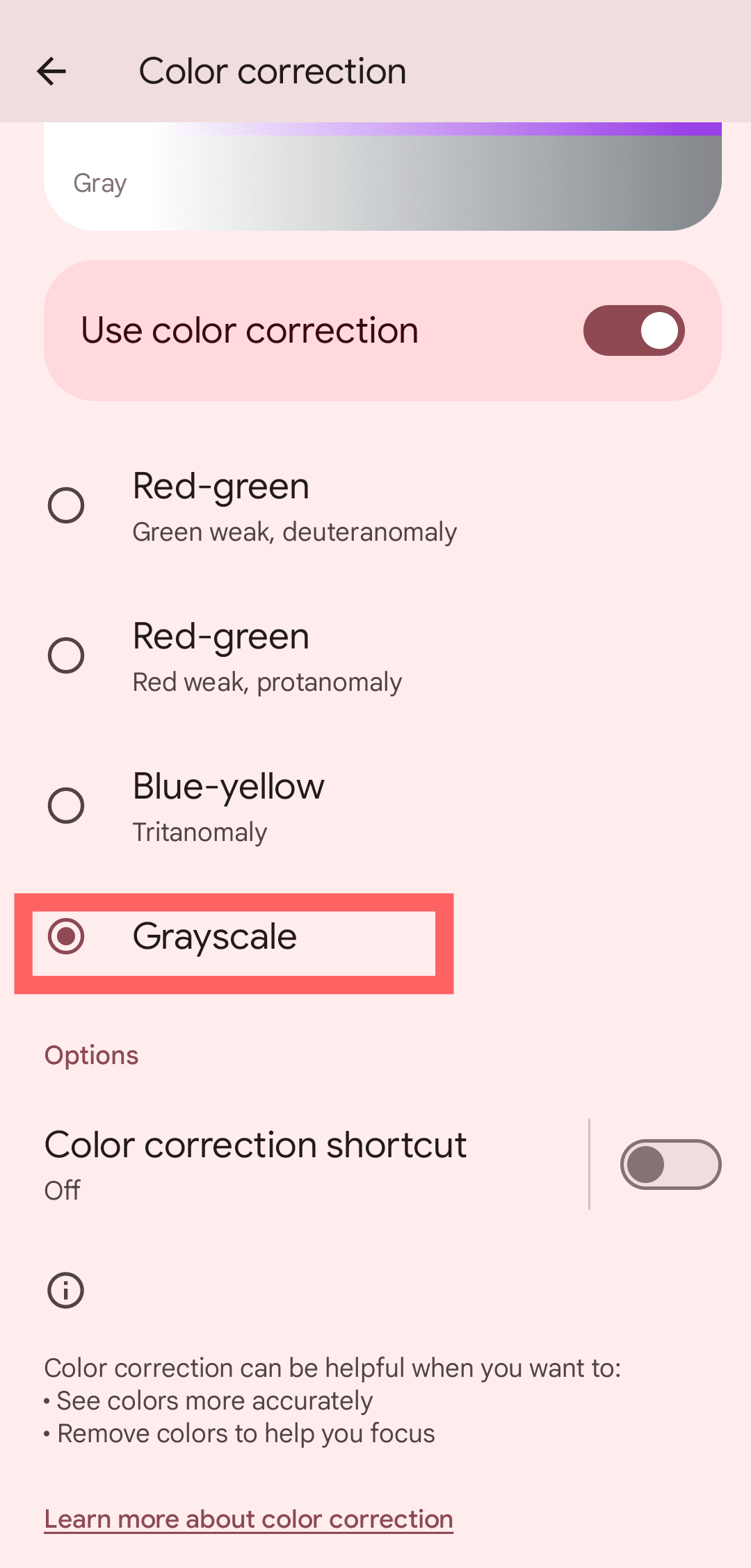 Στιγμιότυπο οθόνης των ρυθμίσεων Google Pixel