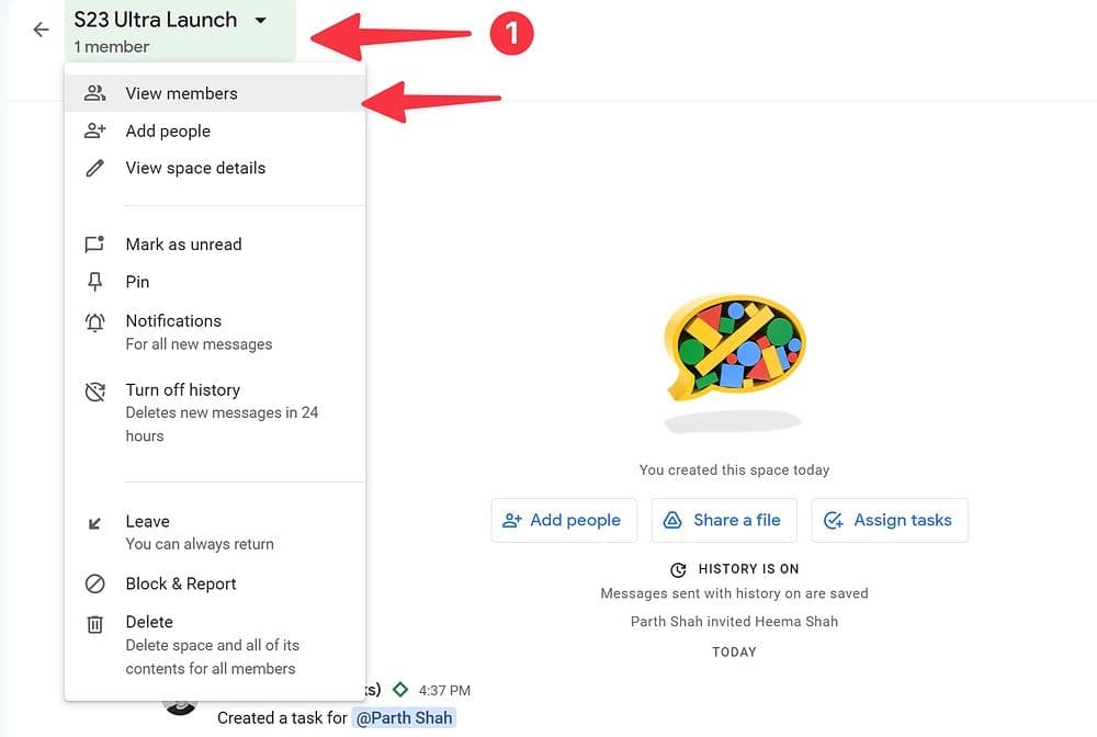 προβολή μελών στο Google Spaces