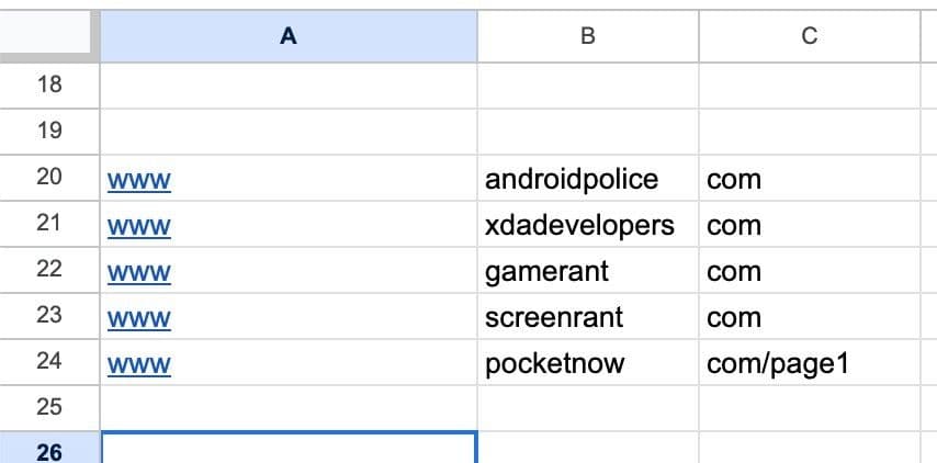 διαίρεση email στα Φύλλα Google