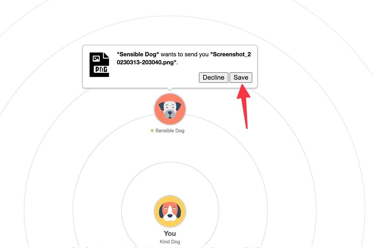 Save files to PC via Sharedrop