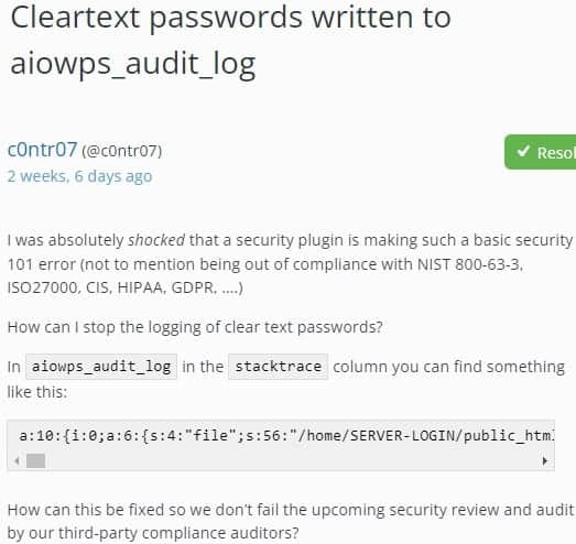 Αρχική αναφορά για το ελάττωμα