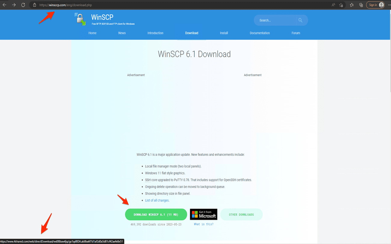 Κλωνοποίηση τοποθεσίας λήψης WinSCP
