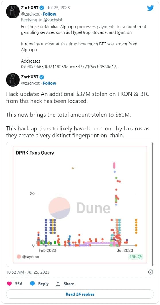 Tweet του ZackXBT