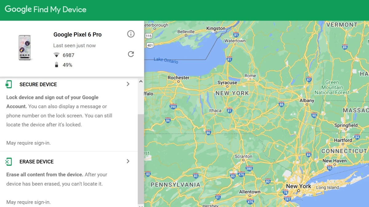 Settings for Google's Find My Device network leak