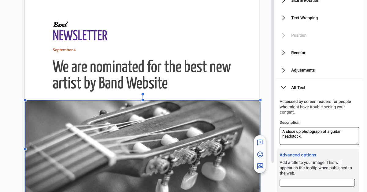 Μια ενημέρωση του Google Workspace καθιστά ευκολότερη την προσθήκη εναλλακτικού κειμένου
