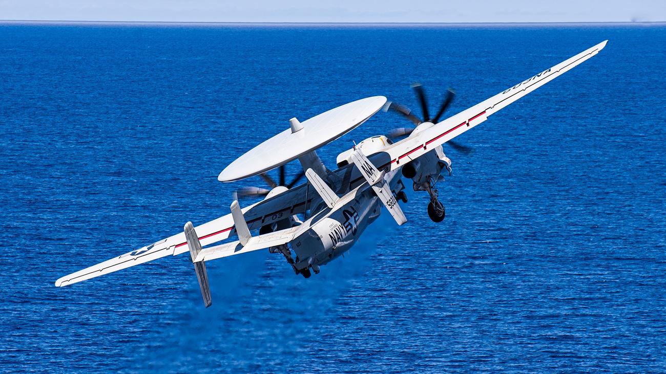 An E-2C Hawkeye seen in June, 2023.