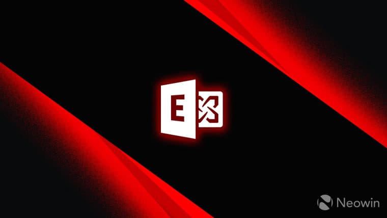 Microsoft Exchange logo monochrome with red outer glow on dark background