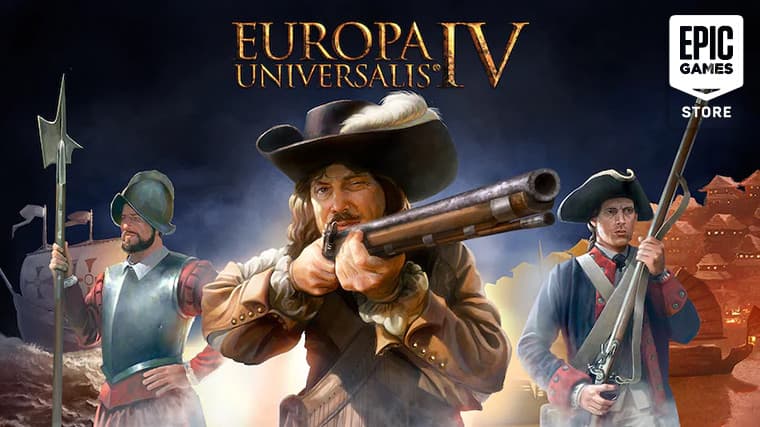 Europa Universalis IV keyart with Epic Games Store logo in right top corner