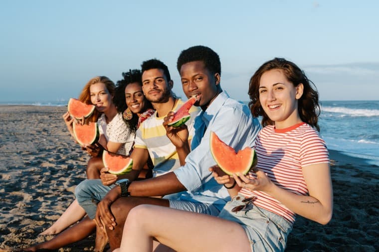 People sitting on a beach