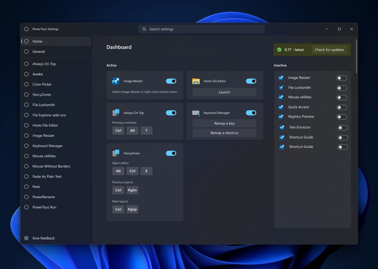 Μια μακέτα της επερχόμενης ανανέωσης της σελίδας ρυθμίσεων του PowerToys