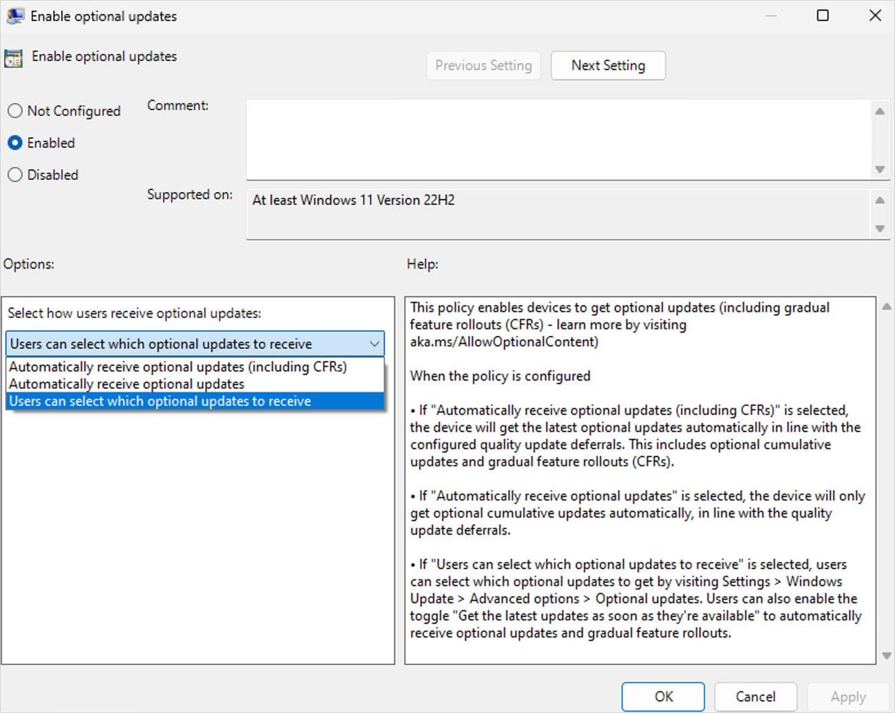 , Τα Windows 11 λαμβάνουν νέες πολιτικές για τον έλεγχο των προαιρετικών ενημερώσεων λειτουργιών, TechWar.gr