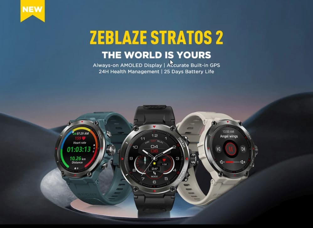 [Δύο έμειναν] Zeblaze Stratos 2 : Always on AMOLED οθόνη , με GPS , αδιάβροχο στις 5atm και SpO2 Monitor στα 45.9€!