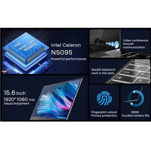 , DERE M12 : Laptop 15.6″, me Intel N5095. 16GB RAM , Fingerprint scanner, και Backlit πληκτρολόγιο στα 360.8€, TechWar.gr