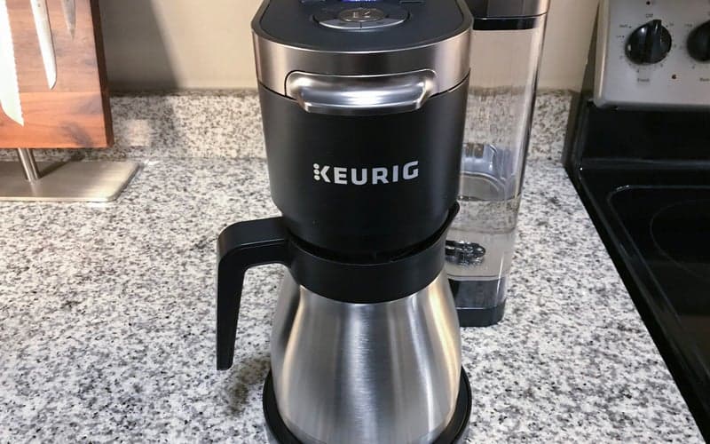 Keurig K Duo Plus best chrome thermal carage drip coffee machine on a kitchen counter