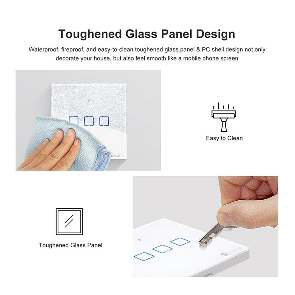 , Sonoff T3EU1C : Smart διακόπτες φώτων, με γυάλινη επιφάνεια, οπίσθιο φωτισμό και συμβατότητα με Tuya App για Smart Home λειτουργίες!, TechWar.gr