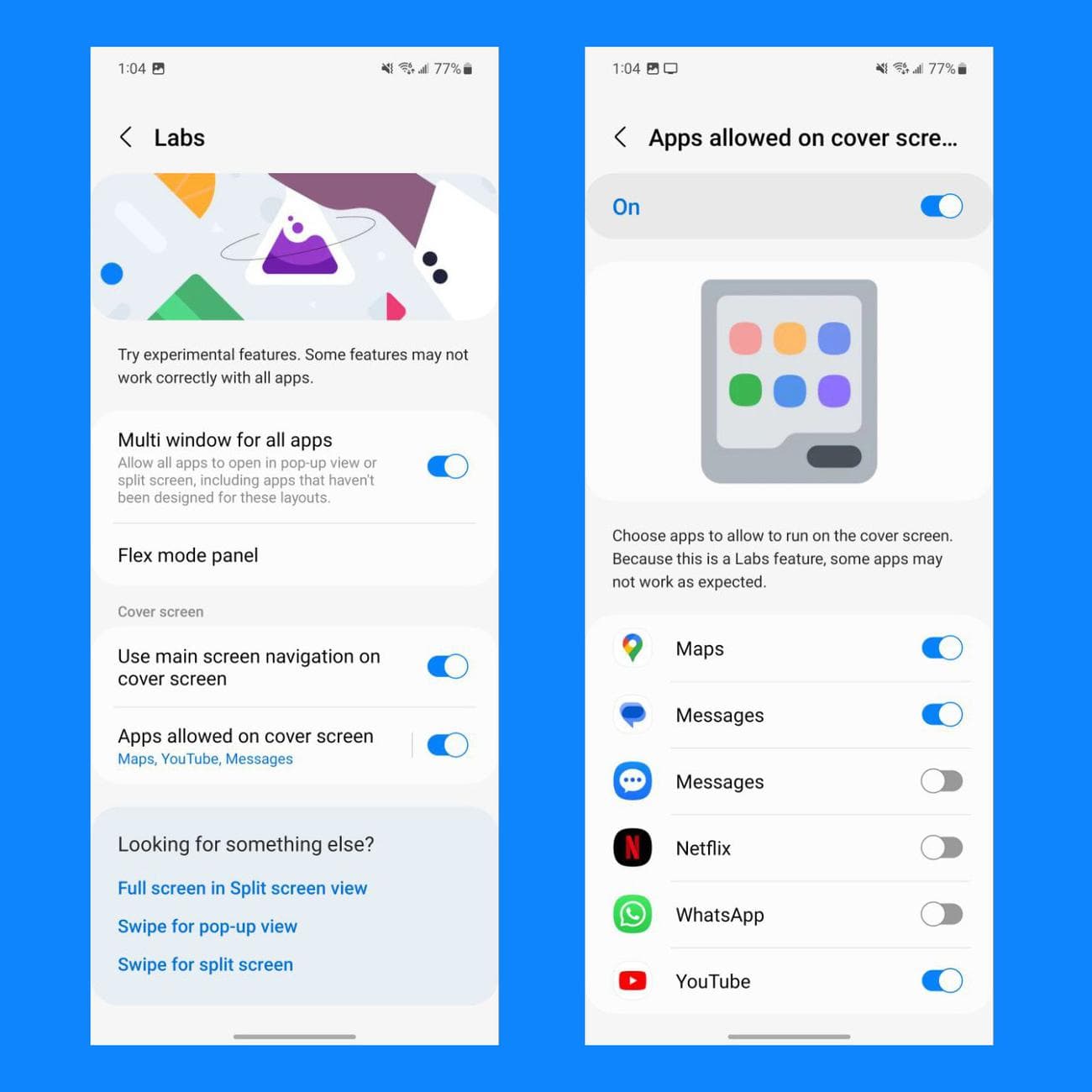 Εφαρμογές εξωφύλλου οθόνης Samsung Flip 5