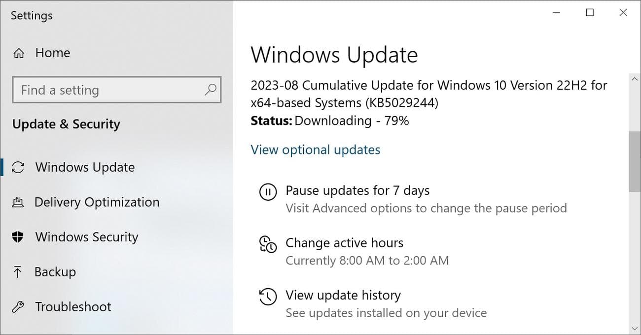 Ενημερωμένη έκδοση των Windows 10 KB5029244