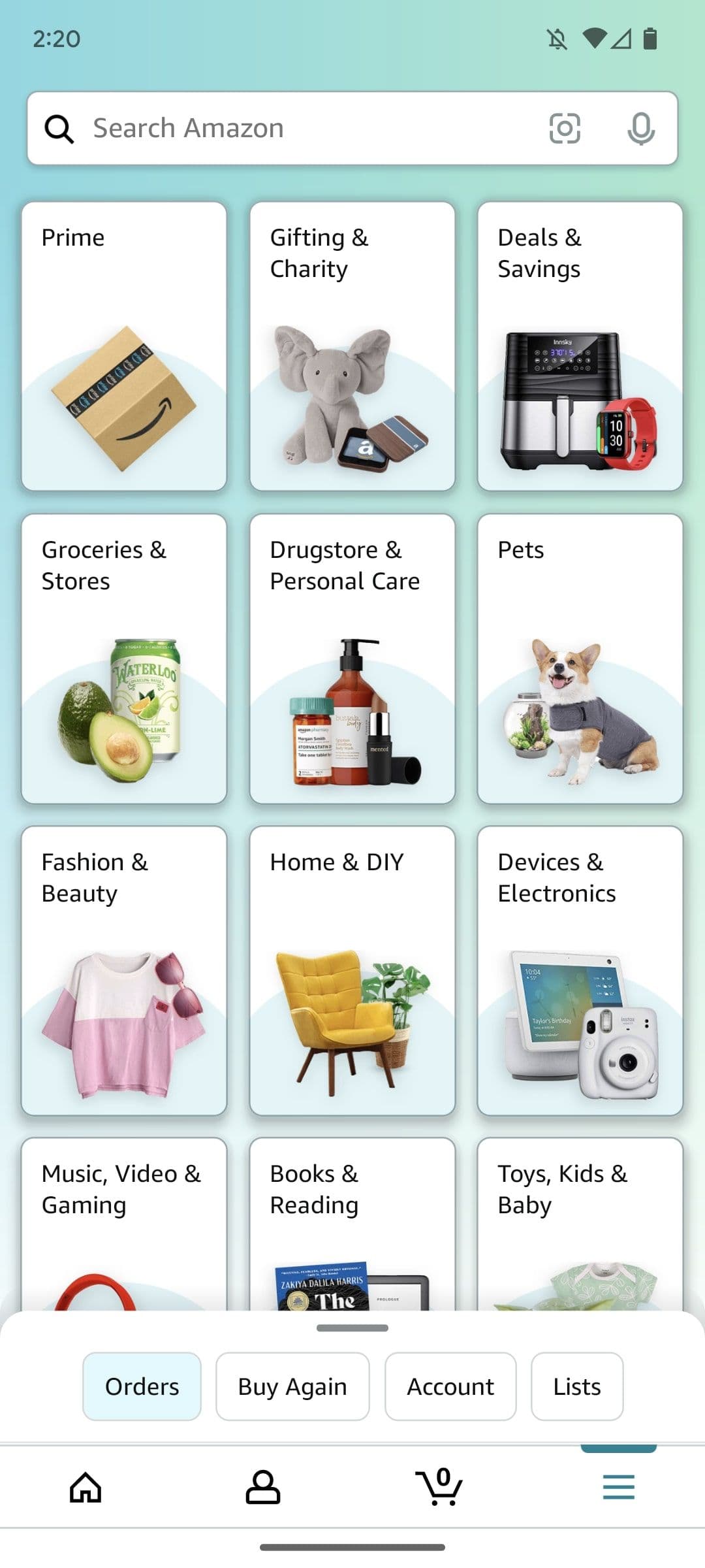 Οθόνη παραγγελίας εφαρμογών amazon shopping