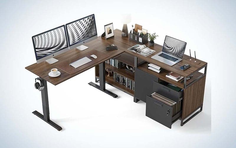 Fezibo makes one of the best l-shaped desks for storage.