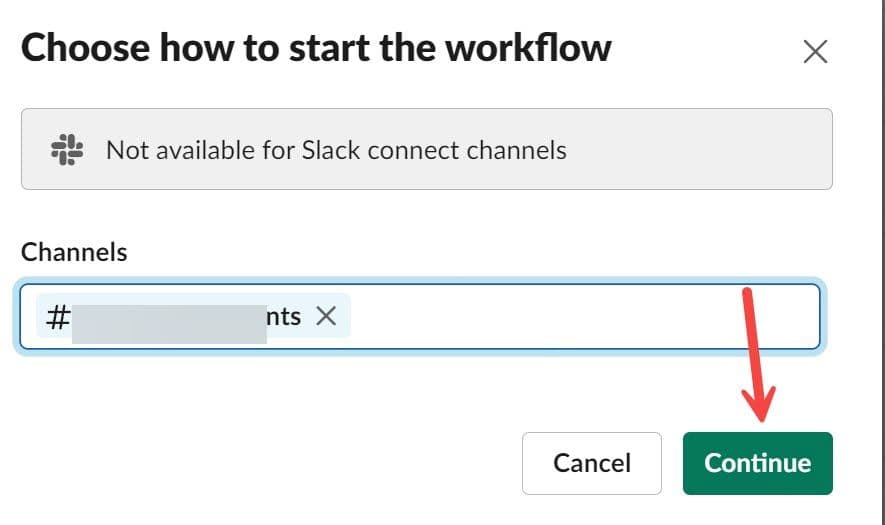 επιλέξτε ένα κανάλι Slack